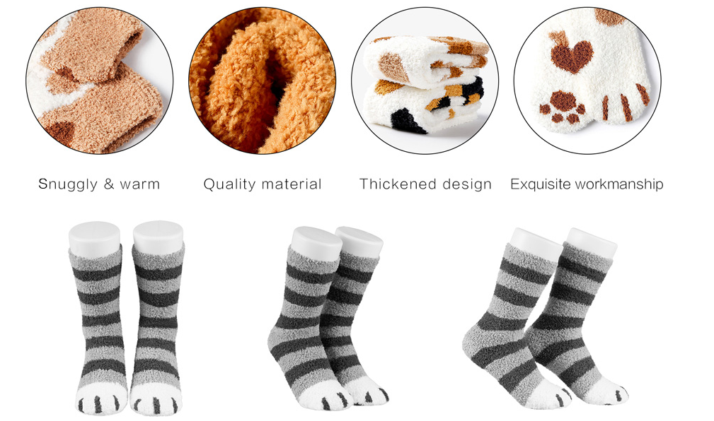 Universal model: Comfortable cat claw socks are the most common size, there is no worry that the socks are too big or too small, the elasticity is good, and you can give your feet enough warmth in winter. The material is easy to clean. Unique style design: different wrist styles with 6 styles. Meet most people's preferences and aesthetics. Clever little gifts: can be given to classmates, friends, parents, girls as a holiday or birthday gift...they are good choices. You can pair them with any of your favorite outfits. Perfect for pampering occasions, birthdays, couples, housewarming, mother's day, hostess, housewarming gifts and valentine's day, Christmas!