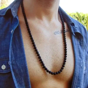 Obsidian Black Mens Slimming Necklace