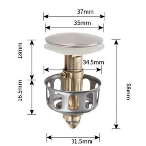 Universal Basin Pop-up Drain Filter Metal Bounce Core