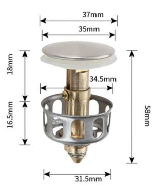 Universal Basin Pop-up Drain Filter Metal Bounce Core