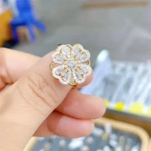 Four-Leaf Heart Shape Adjustable Rotating Ring