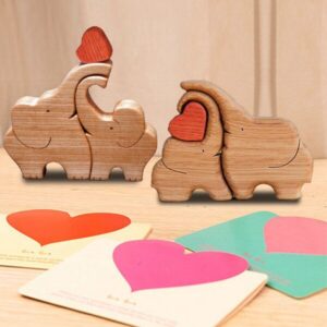 Hand Carved Wooden Cuddling Animals