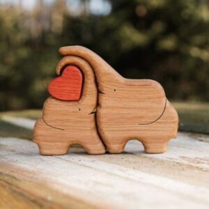 Hand Carved Wooden Cuddling Animals