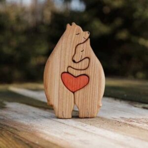 Hand Carved Wooden Cuddling Animals