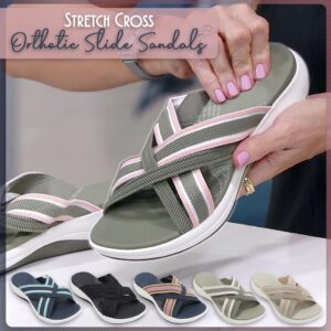 Stretch Cross Orthotic Slide Sandals