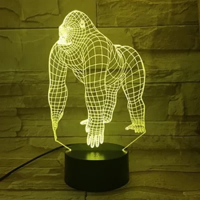 3D Illusion LED Gorilla Lamp Bi 7 Rengên Veguherbar