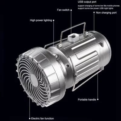 6 in 1 Portable Outdoor LED Camping Lantern with Fan