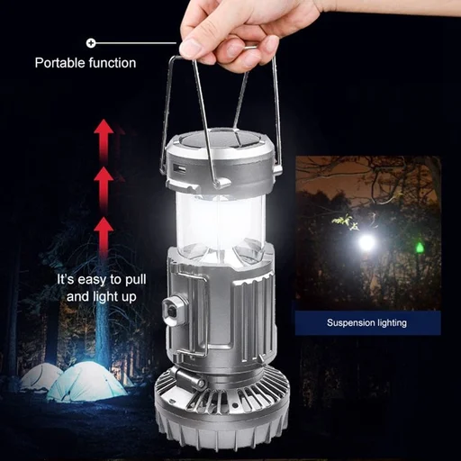 6 in 1 Portable Outdoor LED Camping Lantern with Fan