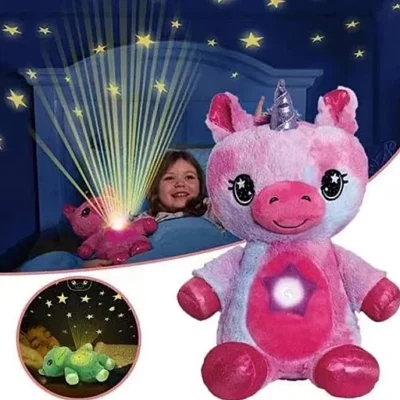 Baby Stuffed Animal with Starry Light Projector