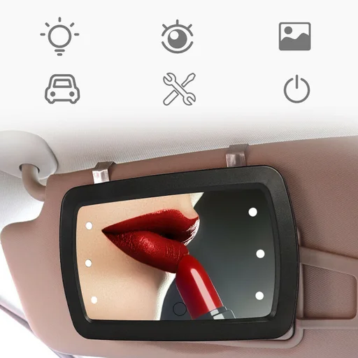 Car Sun Visor Makeup Mirror with LED Lights