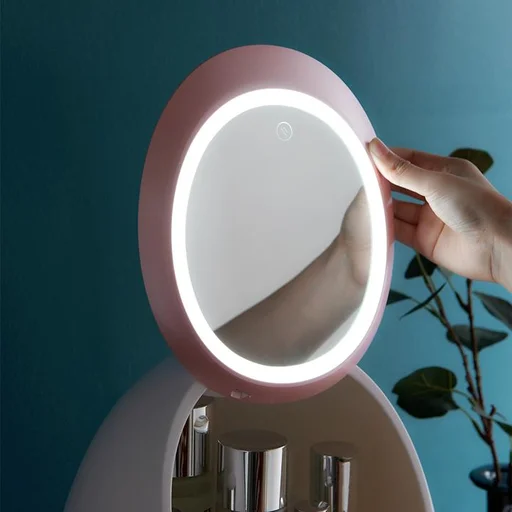 LED Mirror Makeup კოსმეტიკური ორგანიზატორი ყუთი
