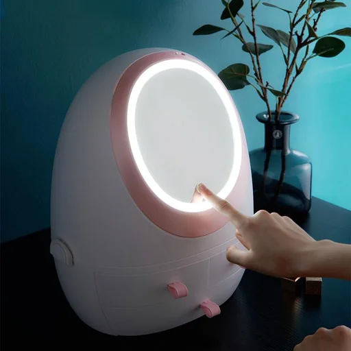 LED veidrodinio makiažo kosmetikos dėžutė