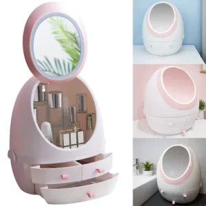 LED Mirror Makeup Cosmetic Organizer Box