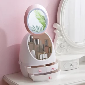 LED Mirror Makeup Cosmetic Organizer Box