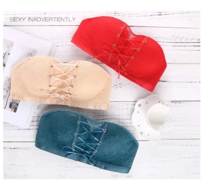 Lace Strapless Drawstring Bandeau