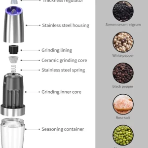 Automatic Electric Gravity Induction Salt and Pepper Grinder
