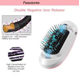 Pro Brush Negative Ions Hair Comb Portable Electric Ionic Hairbrush