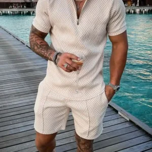 Men’s Casual Printed Polo Suit