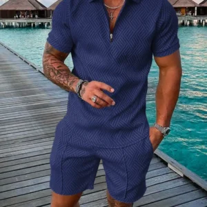 Men’s Casual Printed Polo Suit