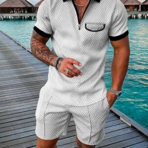 Men’s Casual Printed Polo Suit
