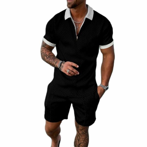 Men’s Casual Printed Polo Suit