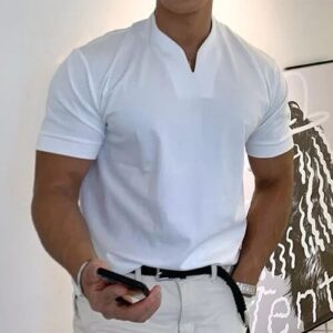 Men Gentlemans Bisnis Short Sleeve Fitness T Shirt
