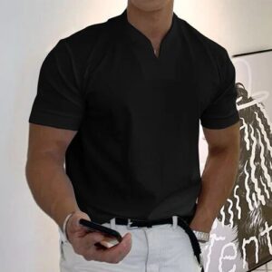Men Gentlemans Business Short Sleeve Fitness T Shirt