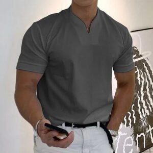 Men Gentlemans Business Short Sleeve Fitness T Shirt