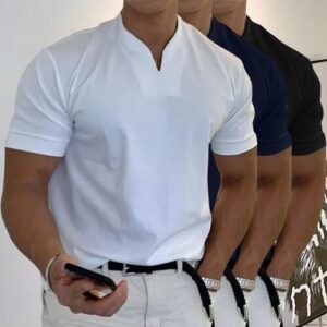 Men Gentlemans Business Short Sleeve Fitness T Shirt