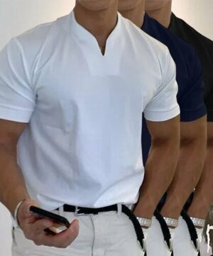 Men Gentlemans Business Short Sleeve Fitness T Shirt