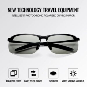 Fotochrominiai akiniai nuo saulės su poliarizuotu lęšiu, apsaugančiu nuo blizgesio