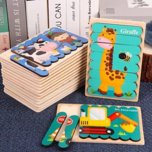 Double Sided Strip 3D Wooden Puzzle Montessori Toy