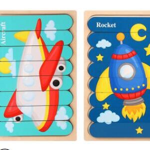 Double Sided Strip 3D Wooden Puzzle Montessori Toy
