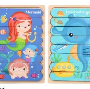Double Sided Strip 3D Wooden Puzzle Montessori Toy