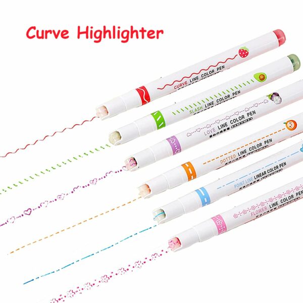 Dual Tip Pens with 6 Different Curve Shapes Fine Tips