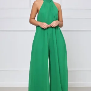 Halter Pleated Jumpsuit