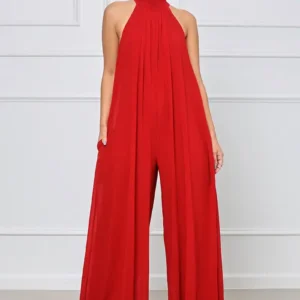 Halter Pleated Jumpsuit
