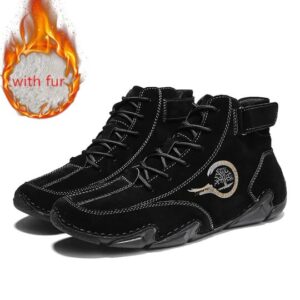 Italian Handmade Suede Velcro High Boots