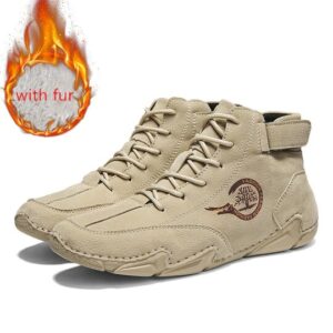 Italian Handmade Suede Velcro High Boots