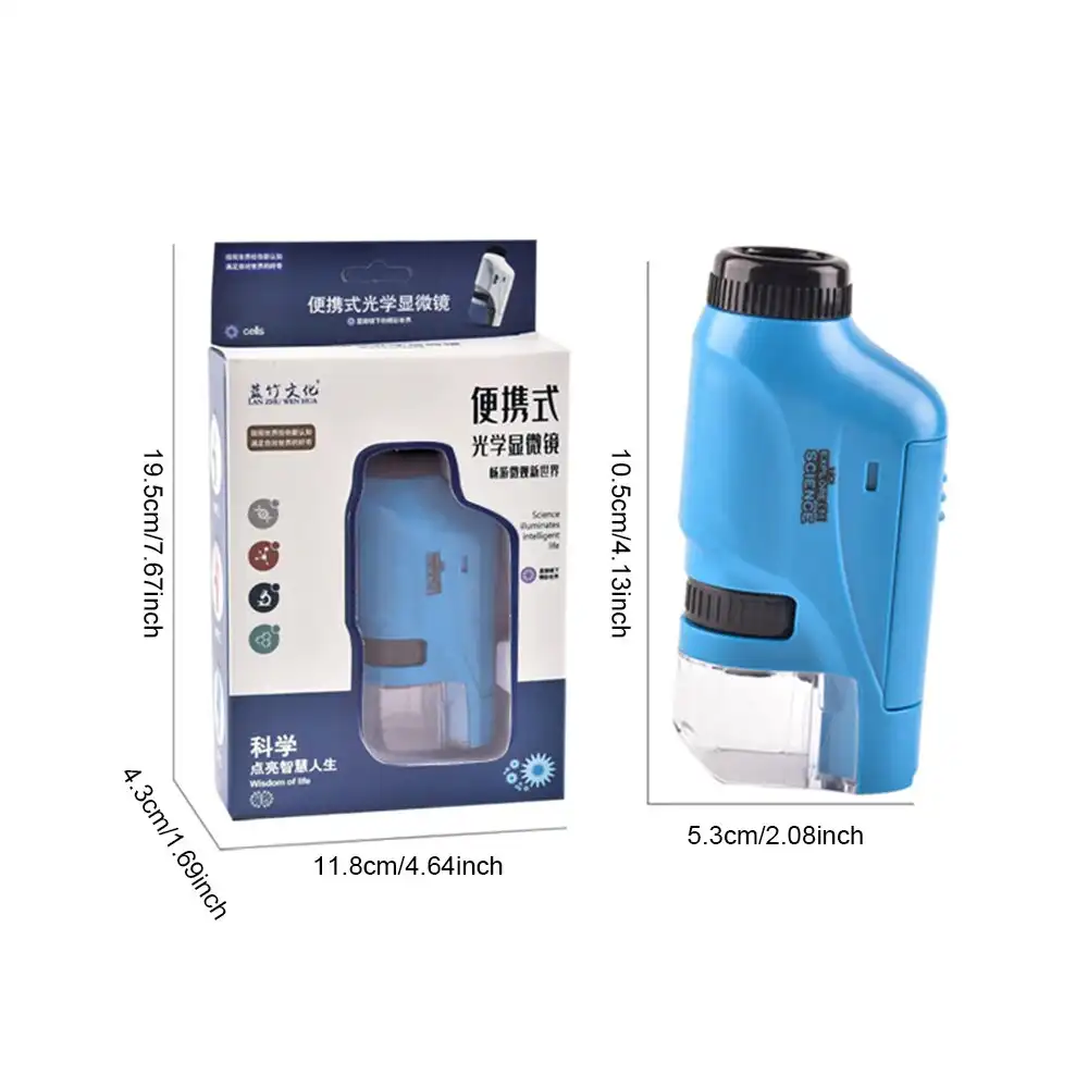 Kids Portable Pocket Microscope With Adjustable Zoom 60-120x