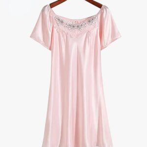 Lace Ice Silk Short Sleeve Nightclothes Sleepwear