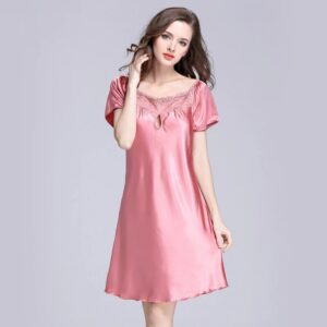 Lace Ice Silk Short Sleeve Nightclothes Sleepwear