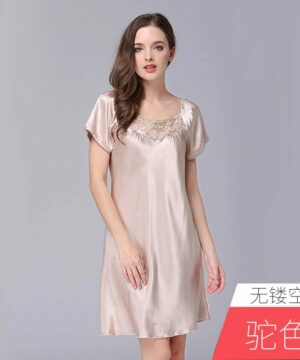 Lace Ice Silk Short Sleeve Nightclothes Sleepwear