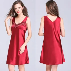 Lace Ice Silk Short Sleeve Nightclothes Sleepwear
