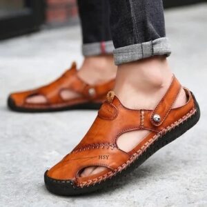 Large Size Soft Leather Mens Breathable Outdoor Sandals