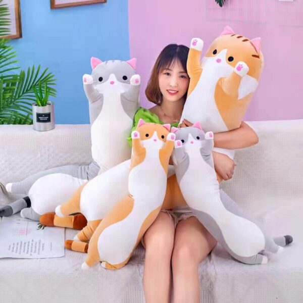 Long Cat Kitten Plush Pillow Squish Toy