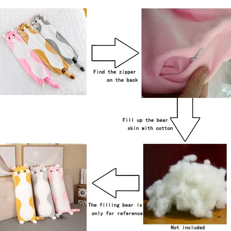 Long Cat Kitten Plush Pillow Squish Toy - Image 6