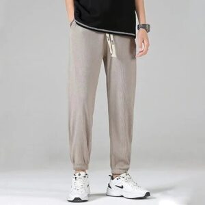 Mens Ice Silk Mens Loose Casual Pants