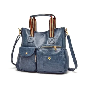 Multi-Pocket Leather Purse Handbag