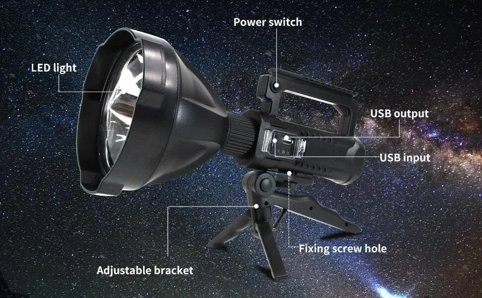 Rechargeable Handheld Spotlight Flashlight-High Lumens